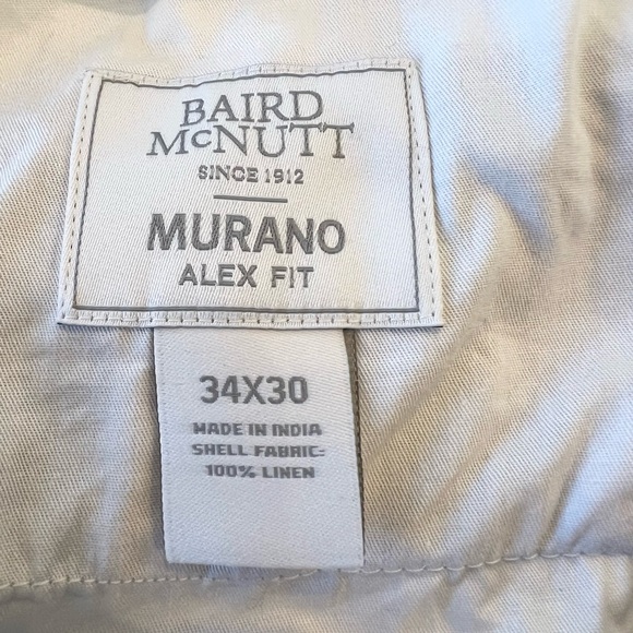 100% Linen Baird McNutt Murano Alex Fit men's pants, 34x30 - Picture 4 of 6
